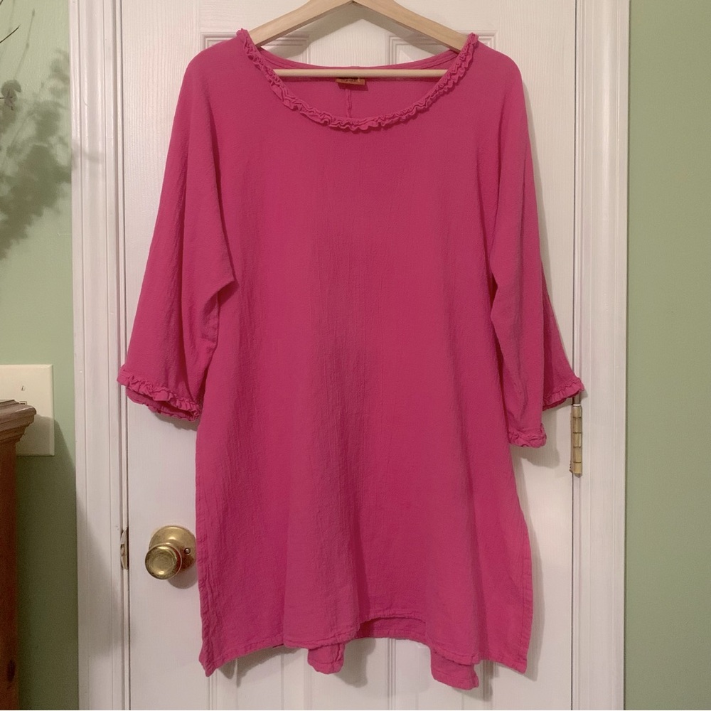OH MY GAUZE PINK TUNIC TOP SHIRT